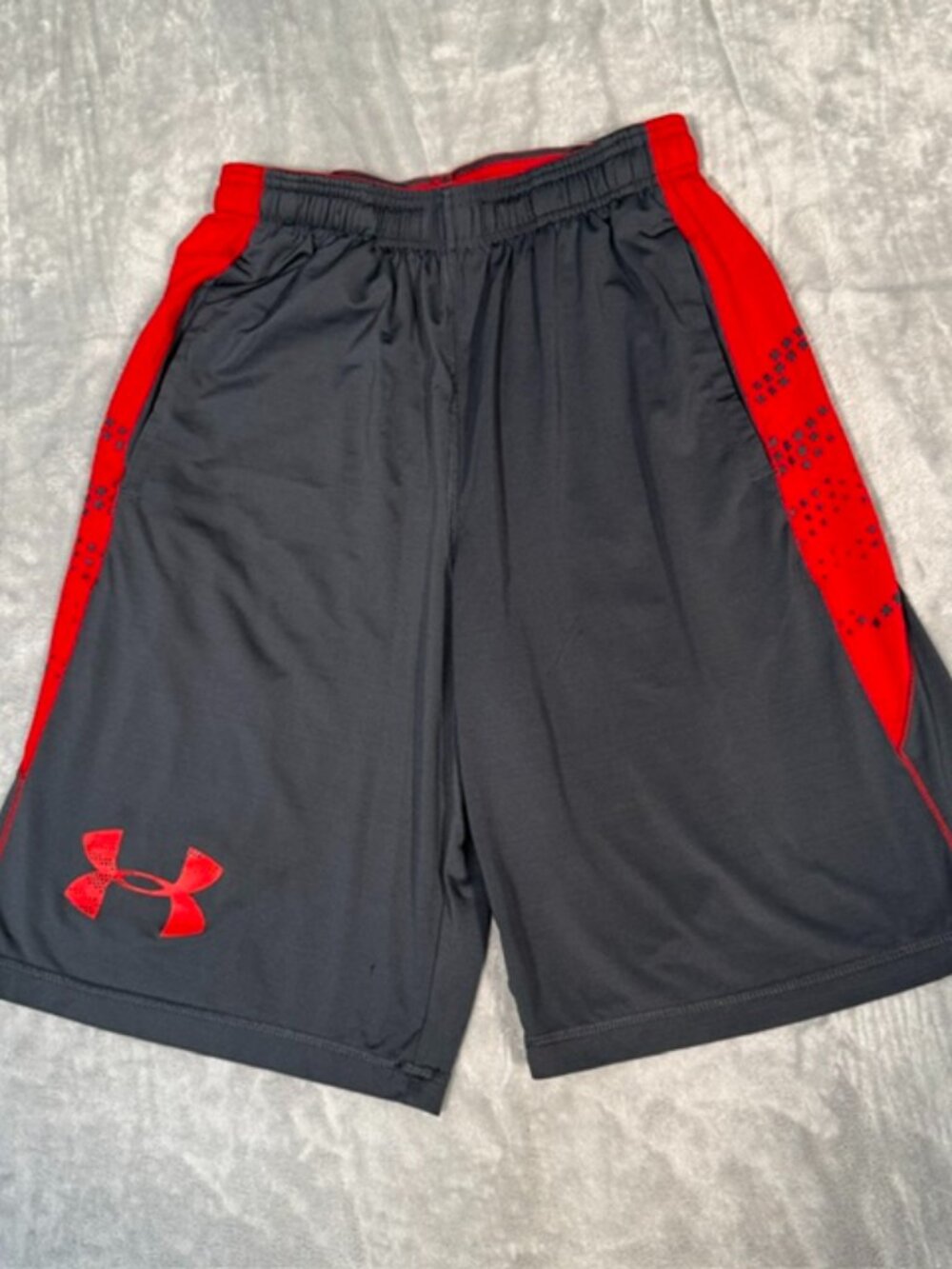 Under Armour Eliminator Mens Gray Red Basketball Shorts Small